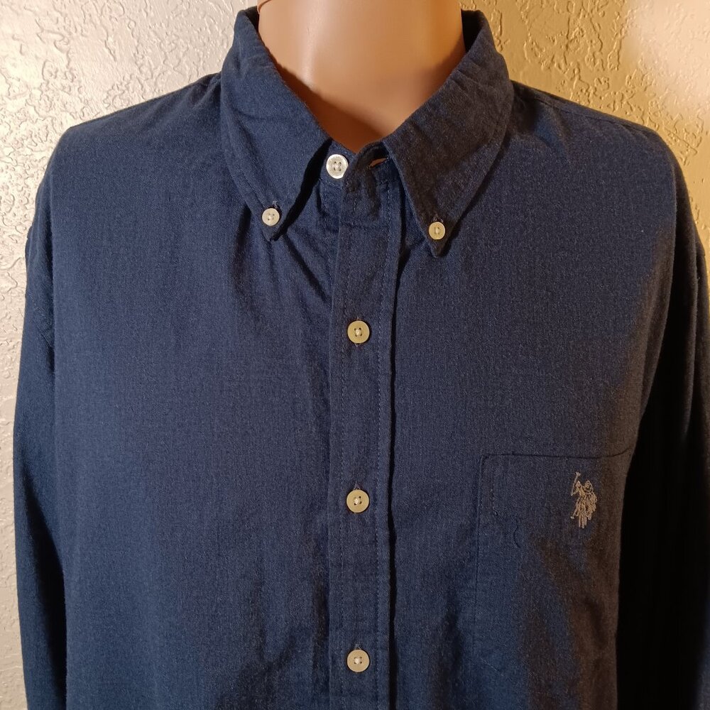U.S. POLO ASSN. MENS SLIM FIT- DRESS SHIRT - XXL - BLUE